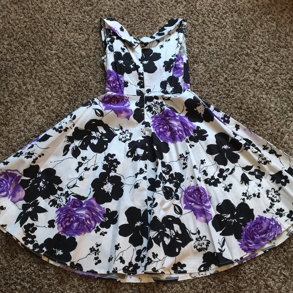 NWOT Purple Floral Retro Swing Dress - Picture 7 of 8